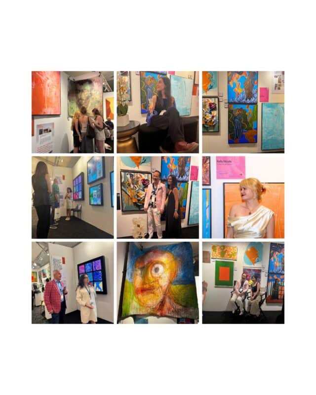 For its Hamptons Fine Art Fair debut, Bushwick Gallery presents a focused yet dynamic selection of artists whose practices explore material intuition, cultural memory, and the emotional topography of modern life. Spanning abstraction, photography, and neuroaesthetic drawing, the works on view are united by a tactile intelligence and a commitment to visual storytelling. Beth Shaw
The Architect of Found Beauty
Shaw’s gridded photographic works transform the raw surfaces of the city—rust, concrete, wire—into formal visual architecture. Her nine-image compositions elevate fragments of urban decay into meditations on pattern, rhythm, and the quiet poetics of infrastructure. Gina Keatley
The Untamed Minimalist
Keatley distills abstraction to its essential elements—form, weight, restraint—punctuated by precise bursts of mandarin orange. Her paintings operate as meditations on clarity and control. Jon Sarkin
The Outsider Visionary
Dense with language, symbols, and compulsive mark-making, Sarkin’s works trace a chaotic interior logic—part stream of consciousness, part visual jazz. Though he is no longer with us, his legacy endures. Roger W. Hsia
The Sculptor of Paint
Guided by wabi-sabi principles, Hsia’s textured abstractions unfold like weathered terrain—layered, meditative, and quietly monumental. Sherihan Khalil
The Cultural Excavator
Rooted in Middle Eastern visual traditions, Khalil’s layered abstractions pull from tribal motifs, ancient artifacts, and contemporary gesture, creating work that feels both sacred and immediate. Kelly Nicole
The Dream Alchemist
Working without brushes, Nicole paints solely with her hands, channeling vivid emotional states into fluid compositions that hover between the dream world and the deeply felt. Bushwick Gallery’s dual-booth presentation reflects its ethos: unorthodox, emotionally resonant, and deeply rooted in the aesthetics of place and process.