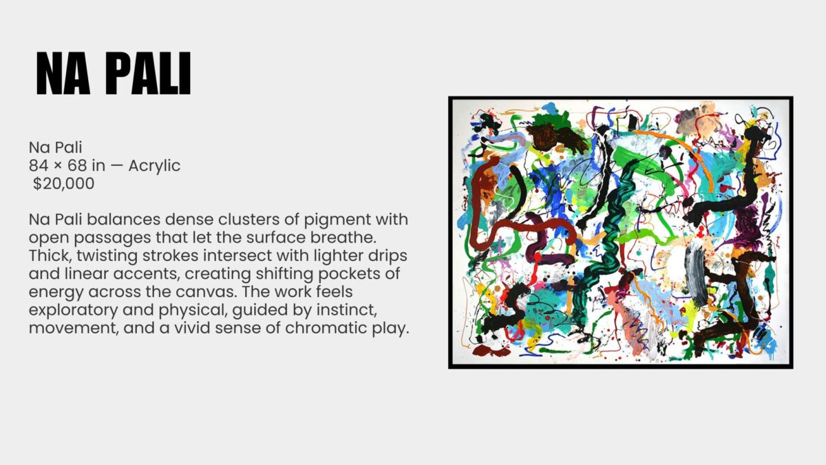 Abstract painting is a language of movement and memory. For over seven decades, Ray Rogers has translated rhythm, music, and atmosphere into sweeping gestures across monumental canvases. Each work is the record of an event rather than its illustration, capturing the precise moment when thought meets motion. This exhibition, Ray Rogers Gesture in Time, brings together paintings shaped by a lifetime of dedication to Abstract Expressionism and inventionism. Rogers rejects preconception, working directly on the canvas with a physicality that mirrors the improvisational flow of music. His works are both immediate and enduring, revealing an artist fully immersed in the act of creation.