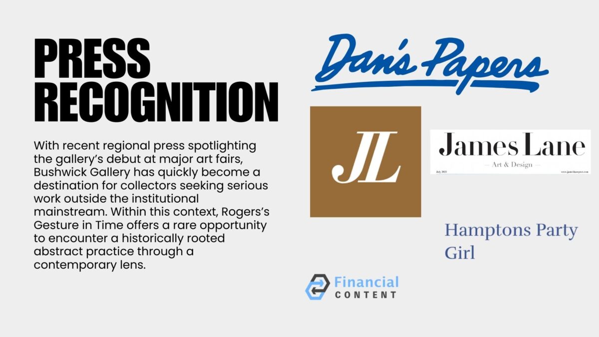 Abstract painting is a language of movement and memory. For over seven decades, Ray Rogers has translated rhythm, music, and atmosphere into sweeping gestures across monumental canvases. Each work is the record of an event rather than its illustration, capturing the precise moment when thought meets motion. This exhibition, Ray Rogers Gesture in Time, brings together paintings shaped by a lifetime of dedication to Abstract Expressionism and inventionism. Rogers rejects preconception, working directly on the canvas with a physicality that mirrors the improvisational flow of music. His works are both immediate and enduring, revealing an artist fully immersed in the act of creation.
